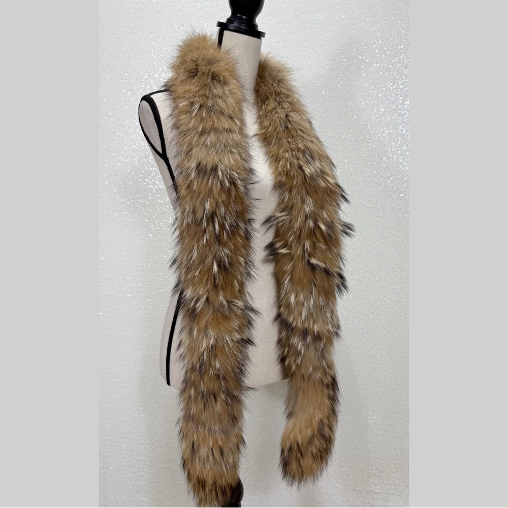 “Christian Dior Genuine Fur Stole Scarf Wrap • Tan/ black Fox Fur Scarf Boa - Picture 11 of 16